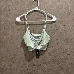 Mint Green Twist Front Crop Top with matching midi skirt